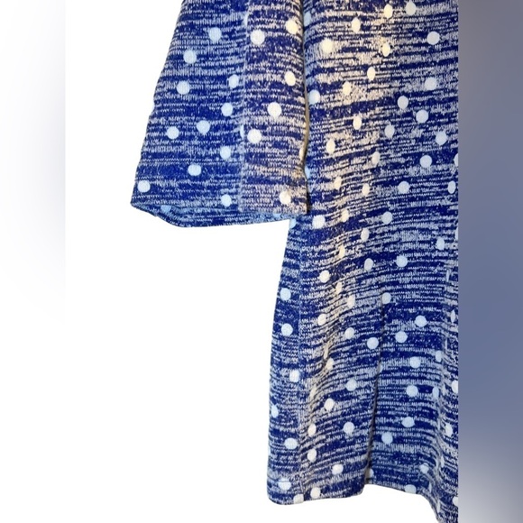 BUY 2 ITEMS GET 1 FREE -Cathy Daniels Blue & White Polka Dot 3/4 sleeve top Sz L - Picture 2 of 8
